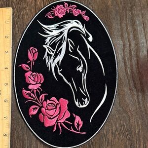PATCH Black and Pink Horse Embroidered Patch
